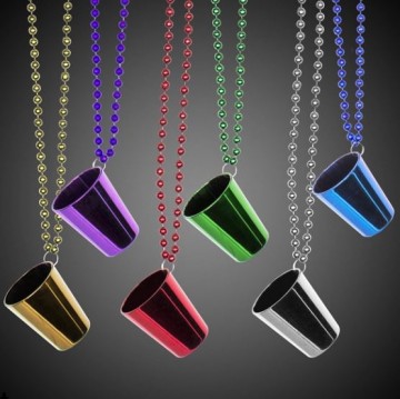 Festive Beaded Necklace with Shot Glass